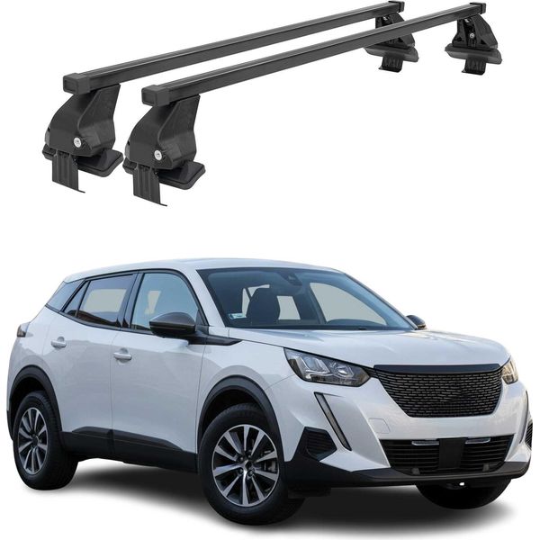 Portapacchi Menabo Per Peugeot 2008 Ii 2019-2025 Acciaio Nero 2 Pezzi-image