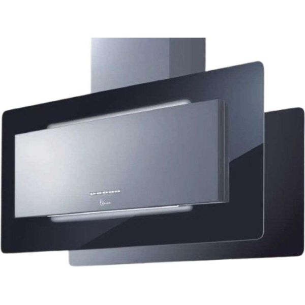 Cappa Trisia Isola Cm 90X43 - Inox, Vetro Nero - 800 M3/H-image