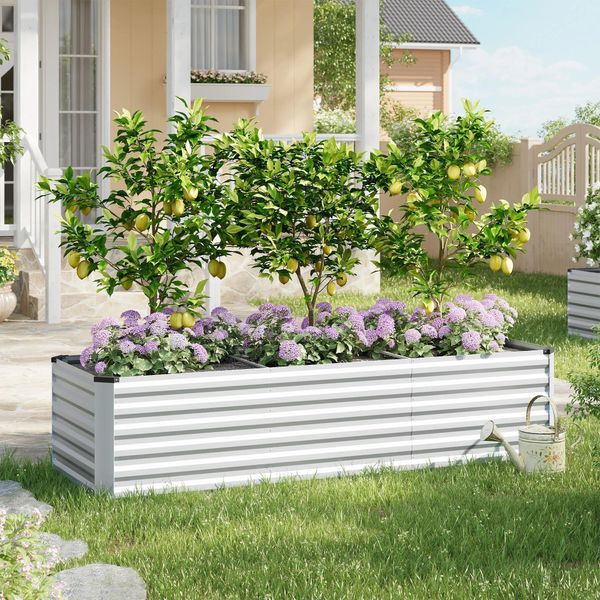Aiuola Rialzata - Vaso Da Fiori - 238X80X56 Cm - Acciaio Inossidabile - Antiruggine - Per Giardino E Balcone - Per Ortaggi E Fiori - Rosso-image