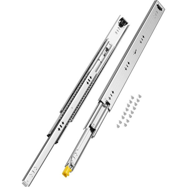 Vevor 1 Coppia Di Guide Per Cassetti Ad Estrazione Totale 600 Mm, Portata 113,4 Kg, Guide Per Cassetti, Cuscinetti A Sfera Con Cricchetto, Guide Telescopiche Montate Lateralmente, Ideali Per Armadi, Cassetti Industriali-image
