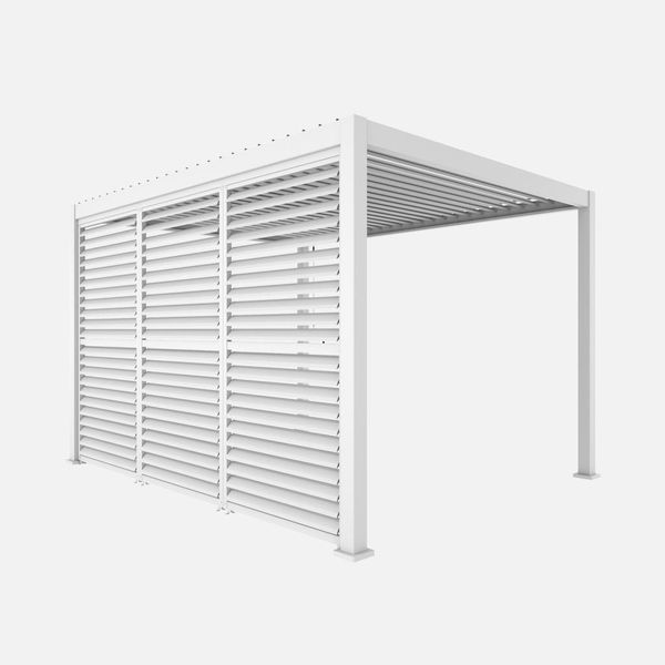 Pergola Bioclimatica In Alluminio 4X3M + 3 Persiane 130Cm A Lamelle Orientabili Triomphe, Bianco-image