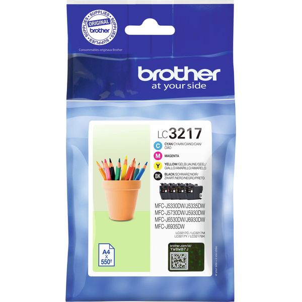 Brother LC3217 Value Pack - Confezione Da 4 - Nero, Giallo, Ciano, Magenta - Originale - Cartuccia D'inchiostro - Per Brother MFC-J5330D-image