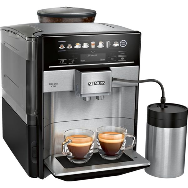 Siemens EQ.6 Plus S700 TE657M03EN - Macchina Da Caffè Automatica Con Cappuccinatore - 19 Bar - Acciaio Inox/Nero-image