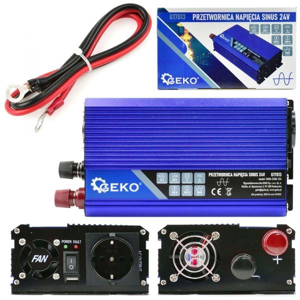 Geko Convertitore Di Tensione 24/230V 500W/1000W, Onda Sinusoidale Pura G17013-image