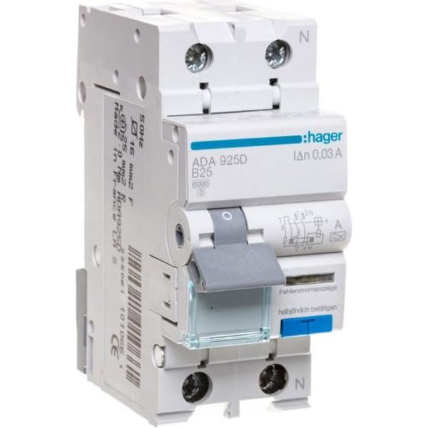 Interruttore Automatico Differenziale 2P 25A B 0,03A Tipo ADA925D-image