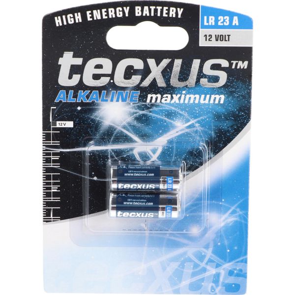 Tecxus 59580 Batteria Alcalina Massima LR23, 2 Pezzi In Blister, Blu-Argento - Batteria Alcalina Al Manganese (Alcalina), 12 V-image