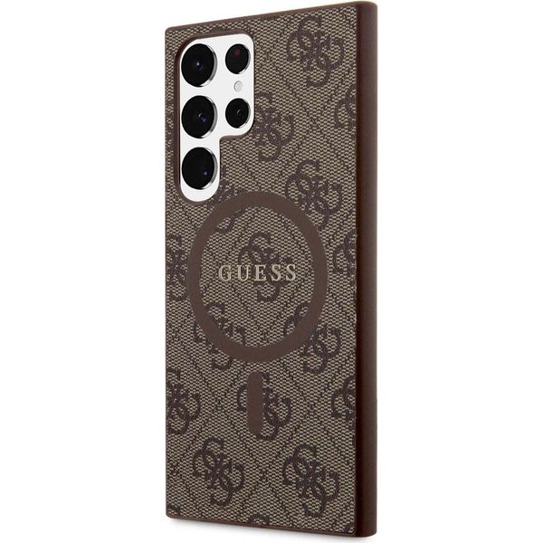Guess GUHMS24LG4GFRW S24 Ultra S928 Custodia Rigida Marrone 4G Collection In Pelle Logo In Metallo Magsafe Custodia Protettiva-image
