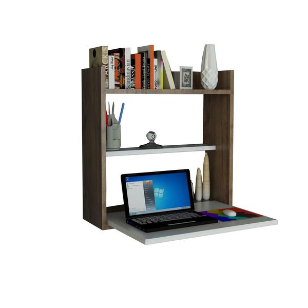 Skye Decor, Laptop - Bianco, Noce, Scrivanie, Bianco, Piano In Melamina, 60 X 19,6 X 60 Cm-image