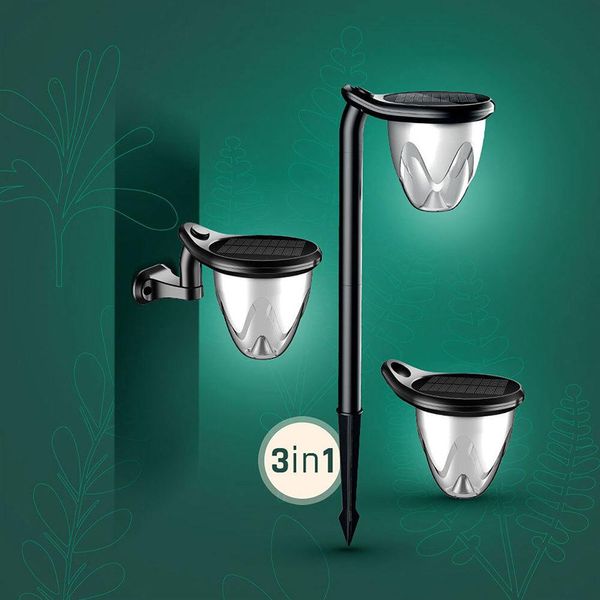 Spectrum Led Lampada Da Tavolo Solare Lampada Da Parete Picchetto Da Terra 3In1 Solara Brilo Nero IP44 1W 100Lm Cct 3000-6000K-image