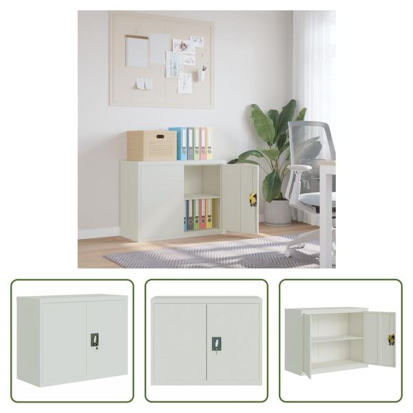 The Living Store Armadio Per Archiviazione Grigio Chiaro 90X40X70 Cm In Acciaio-image