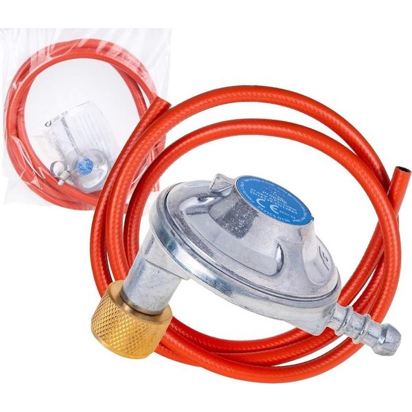 Set Di Collegamento Al Gas - Regolatore Di Pressione Del Gas + Tubo Del Gas Da 2 M + Fascette Stringitubo Da 3/8""-image