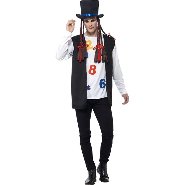 Smiffys - Costume "Popstar Anni '80"" - Uomo/Ladies Unisex SM1954 (M) (Bianco/Nero)"-image