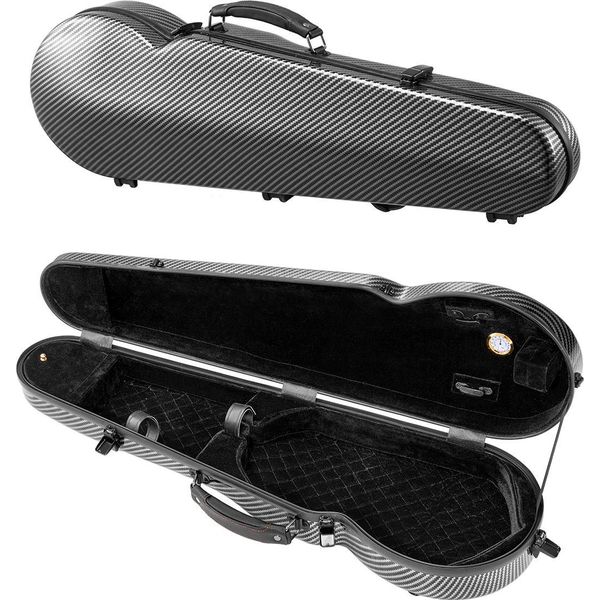 Vevor Custodia Per Violino 4/4 A Grandezza Naturale, Igrometro Incorporato, Custodia Per Violino, Custodia Per Violino Con Fodera Morbida, Due Spallacci, Resistente Ai Graffi, Forma Triangolare, Per Violino, Nera-image