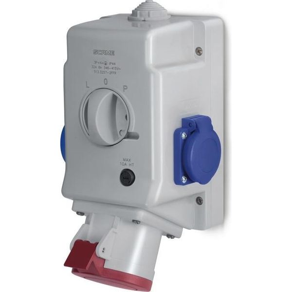OPTIMA-COMBI 3P+N+E 32A + 2X230V Presa Di Corrente Da Superficie Con Interruttore L-0-P-image