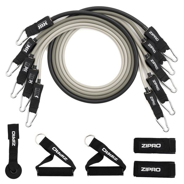 Set Di Fasce Elastiche Zipro (11 Pezzi) – Fasce Elastiche Con Maniglie, Ancoraggio Per Porta E Cinghie Per I Piedi – Fasce Elastiche Per L'allenamento Muscolare E La Palestra Domestica-image