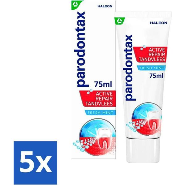 Parodontax - Dentifricio - Riparazione Attiva Delle Gengive - Menta Fresca - 75 Ml - Confezione Risparmio - 5 Pezzi-image