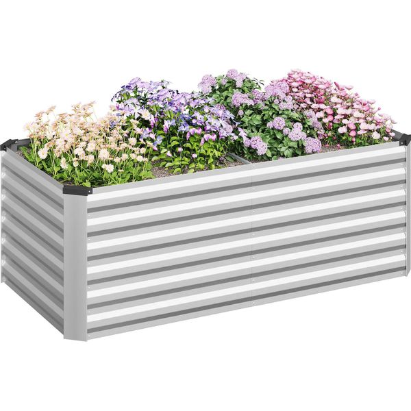 Aiuola Rialzata - Vaso Da Fiori - Acciaio Inossidabile - Zincato - 238X80X56 Cm - Per Ortaggi E Fiori - Esterno - Giallo-image