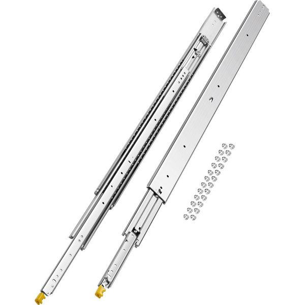 Vevor 1 Coppia Di Guide Per Cassetti Ad Estrazione Totale 1219 Mm, Portata 226 Kg, Guide Per Cassetti, Design A Doppia Chiusura, Guide Telescopiche Laterali Per Scaffali, Armadi, Cassetti Industriali-image