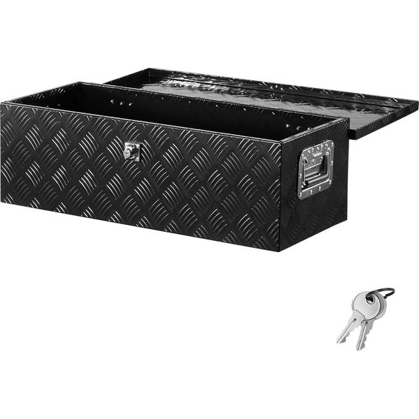Vevor Cassetta Porta Attrezzi In Alluminio Per L'area Di Carico Con Maniglia Laterale E Chiavi Di Chiusura, Cassetta Porta Attrezzi Per Rimorchio Pick-Up Camper (762 X 330,2 X 243,84 Mm) Nero-image