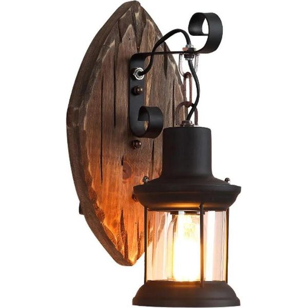 Applique Retrò - Lampada Da Parete - Attacco E26 - Senza Lampadina - 220 V Cc - Ferro - Interno Ed Esterno - Non Dimmerabile-image