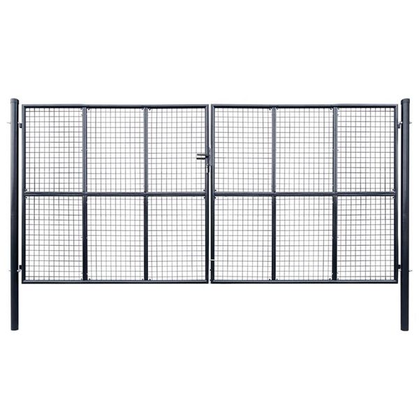 The Living Store Cancello Da Giardino In Rete Acciaio Zincato 400 X 200 Cm Grigio-image