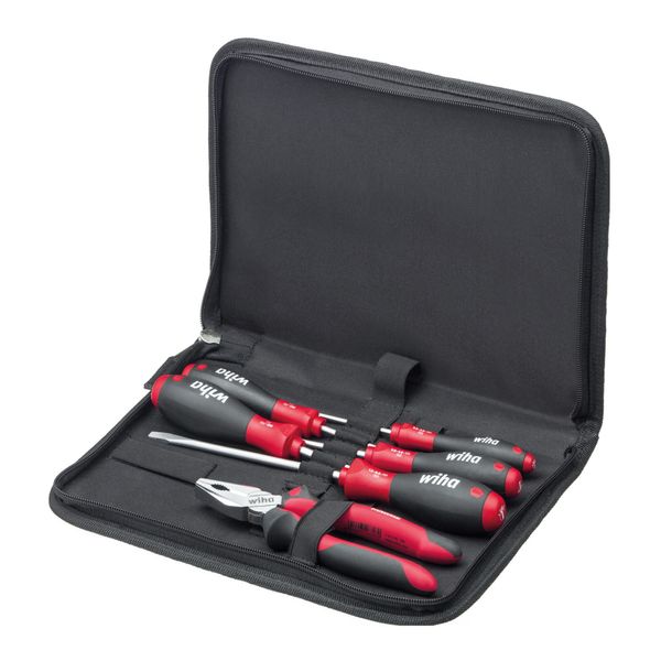 wiha Werkzeug Set Mechaniker Schraubendreher, Kombizange 6-Tlg. In Tasche (33970)-image