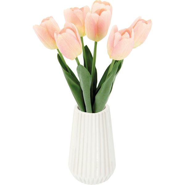 Kunstblume I.Ge.A. "Real-Touch-Tulpen", Rosa (Weiß, Rosa), B:17Cm H:33Cm L:17Cm, Kunstpflanzen, Vase Aus Keramik-image