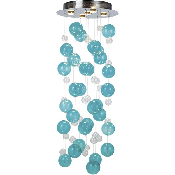 NÄVe Led Pendelleuchte "Explosion", TüRkis, 5, Ø 45Cm H: 124Cm, 1 Stk., Leuchten, Kleine Und GroßE Bunte Glaskugeln, Inkl. GU10 Leuchtmittel Warmweiß, Led Pendelleuchte-image