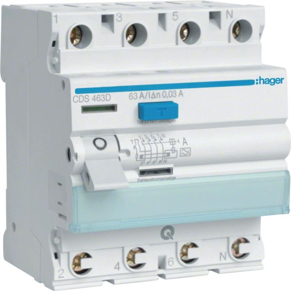 Interruttore Differenziale Hager, 4P, 6 Ka, 63 A, 30 Ma, Tipo A, Qc-image