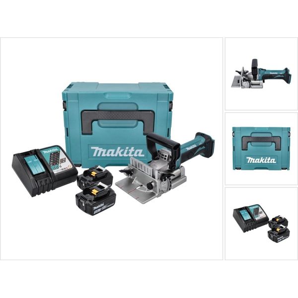 Makita Dpj 180 Rtj Scanalatrice A Batteria 18 V 100 Mm + 2 Batterie Da 5,0 Ah + Caricabatterie + Makpac-image