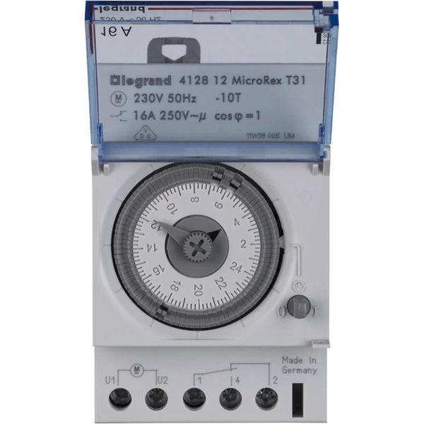 Legrand Microrex T31F, Timer Giornaliero Analogico, Senza Riserva Di Carica, 230 V 50 Hz, 1 Canale, 3 Te-image
