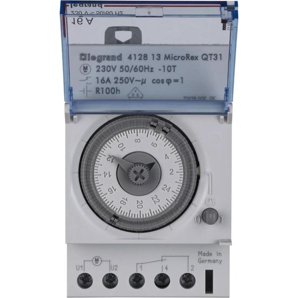 Legrand Microrex QT31, Timer Giornaliero Analogico Con Riserva Di Carica, 230 V 50/60 Hz, 1 Canale, 3 Te-image
