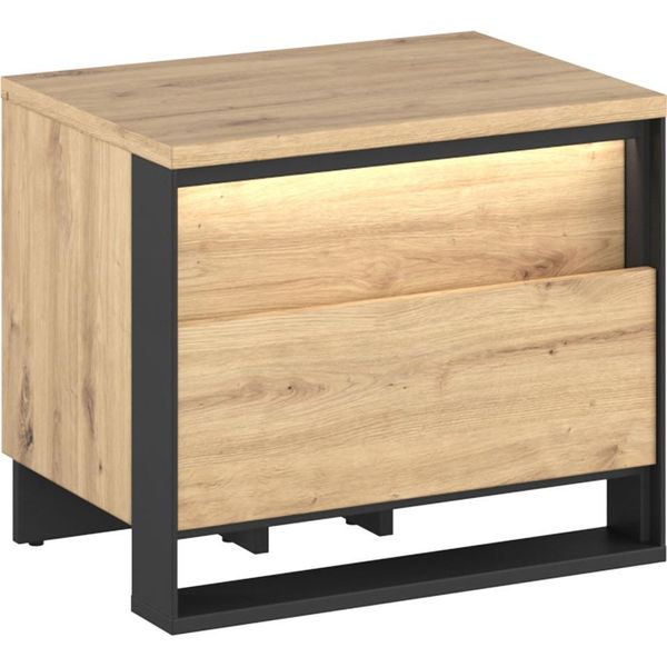Comodino Con Illuminazione A Led Farn - Rovere Artigianale / Nero-image