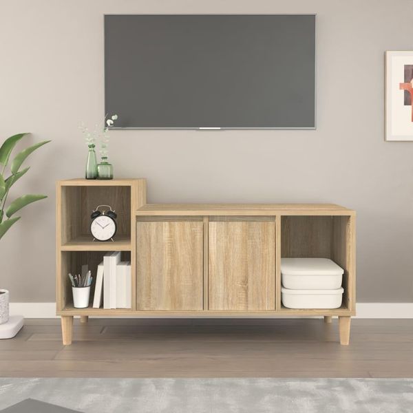The Living Store Mobile Tv Rovere Sonoma 100X35X55 Cm Materiale In Legno-image