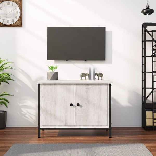 The Living Store Mobile Tv Con Ante Grey Sonoma 60X35X45 Cm Materiale Legno-image
