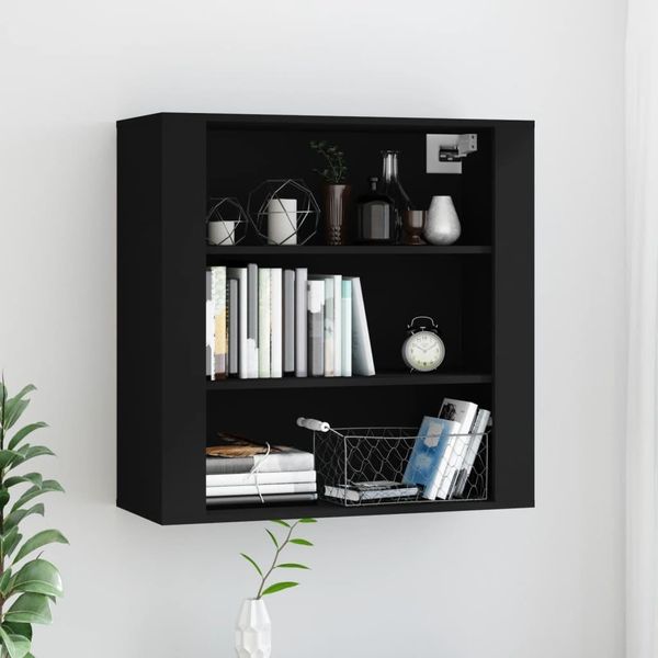 The Living Store Armadio A Muro Nero 80X33X80 Cm Materiale Legno-image