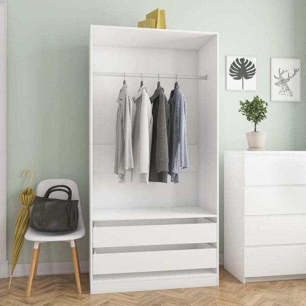 The Living Store Armadio Bianco 100X50X200 Cm Materiale A Base Di Legno-image