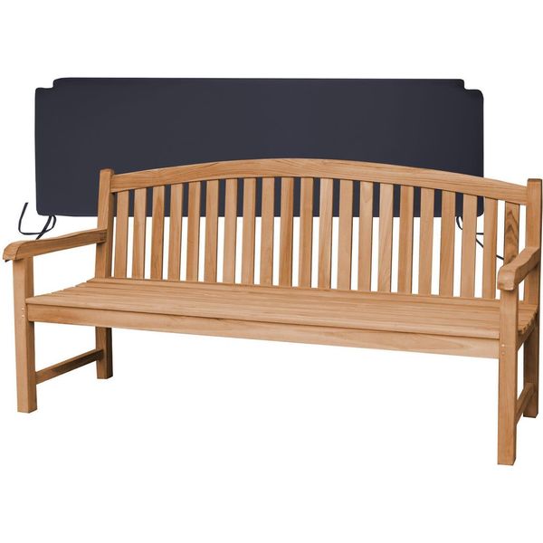 Teako Design Elegante Panca Da Giardino Bari In Teak - Resistente Alle Intemperie E In Varie Dimensioni (180 Cm, Nero)-image
