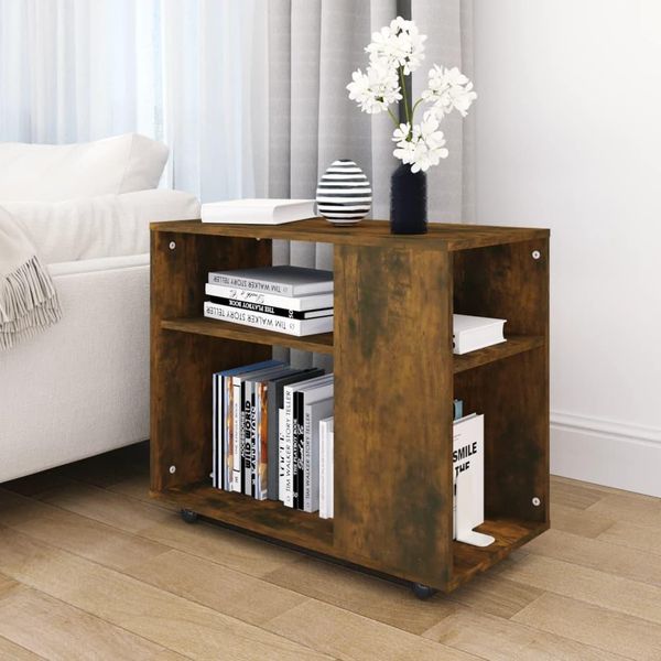 The Living Store Tavolino In Rovere Fumé 70X35X55 Cm Materiale A Base Di Legno-image