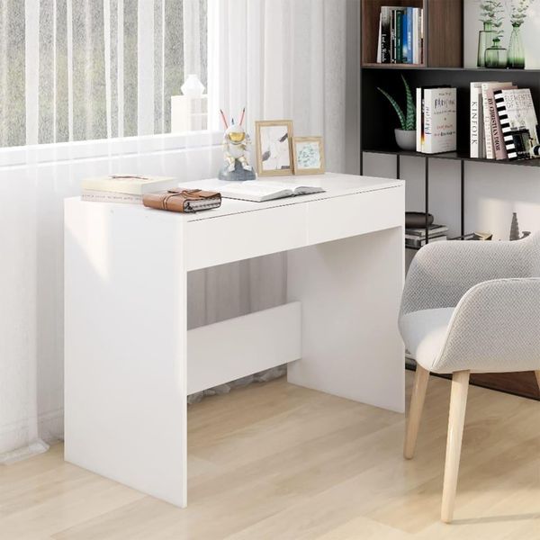 The Living Store Scrivania Bianca 101X50X76,5 Cm Materiale A Base Di Legno-image