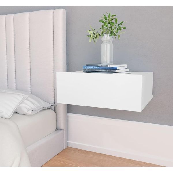 The Living Store Comodini Sospesi 2 Pz. Bianco 40X30X15 Cm Materiale A Base Di Legno-image