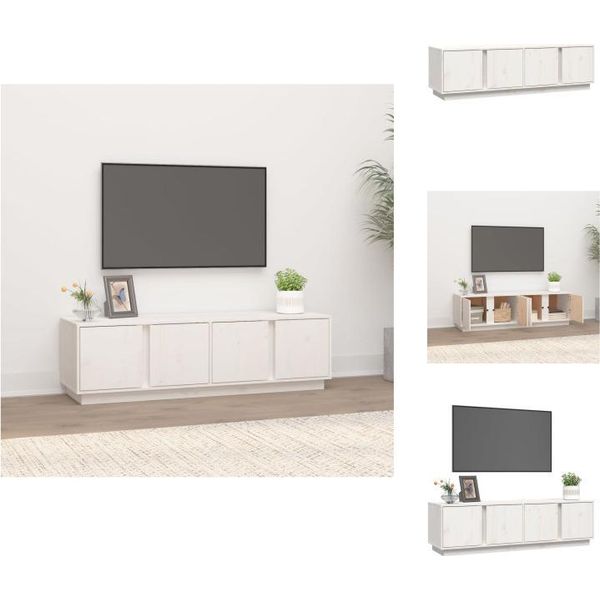 Mobile Tv Vidaxl Bianco 140X40X40 Cm In Legno Di Pino Massiccio - Mobili Tv-image