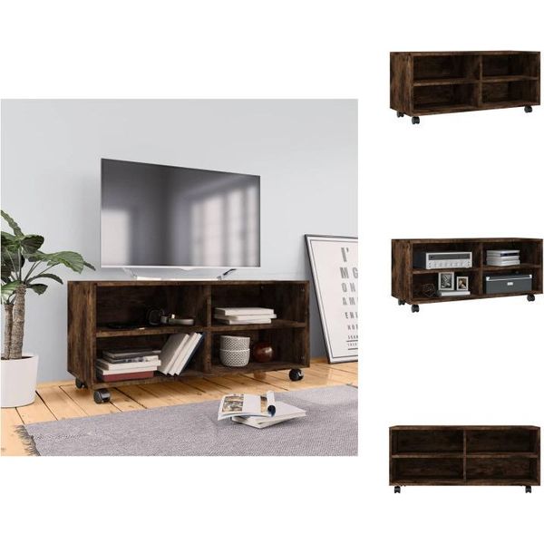 Mobile Tv Con Rotelle Vidaxl Rovere Fumé 90X35X35 Cm Materiale A Base Di Legno - Mobili Tv-image