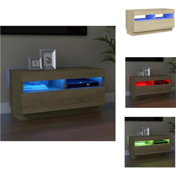 Vidaxl Mobile Tv Con Luci Led Rovere Sonoma 80X35X40 Cm - Mobili Tv-image