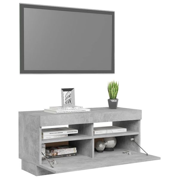 Mobile Tv Vidaxl Con Illuminazione Led Grigio Cemento 80X35X40 Cm - Mobili Tv-image