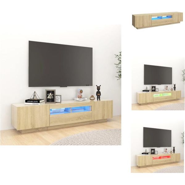 Mobile Tv Vidaxl Con Luci Led Rovere Sonoma 180X35X40 Cm - Mobili Tv-image