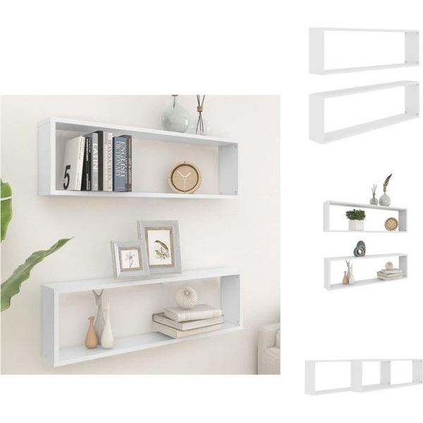 Vidaxl Mensole A Cubo 2 Pz. Bianco 100X15X30 Cm Materiale A Base Di Legno - Mensole A Muro-image