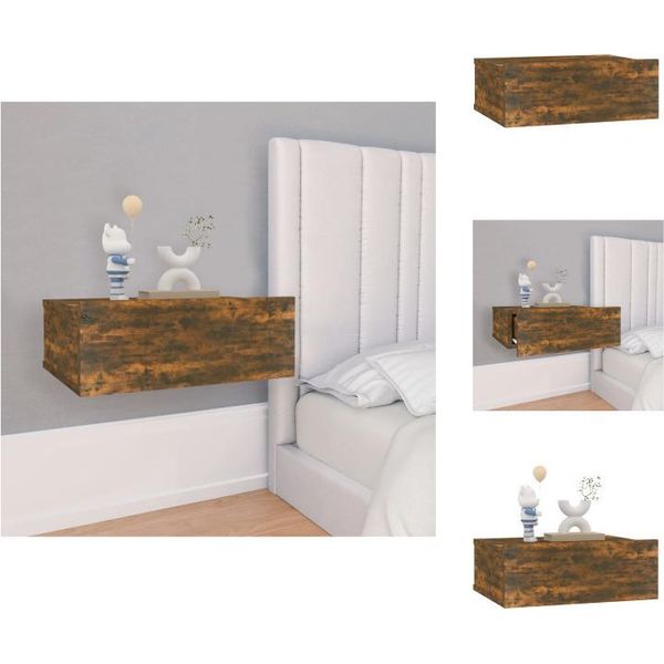 Vidaxl Comodino Sospeso Rovere Fumé 40X30X15 Cm Materiale A Base Di Legno - Comodini-image