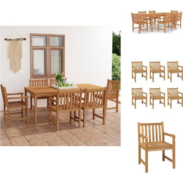 Vidaxl Set Da Pranzo Da Giardino 7 Pezzi In Teak Massiccio - Set Di Mobili Da Giardino-image