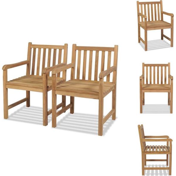 Vidaxl Sedie Da Giardino 2 Pz. Legno Massiccio Teak - Sedie Da Giardino-image